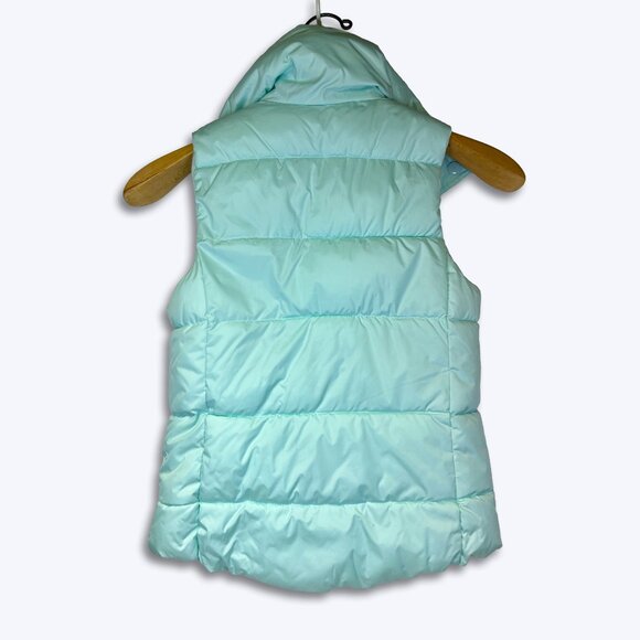 Old Navy Womens XS Seafoam Green Puffer Vest Fleece Lined Zip Sleeveless Quilted - Picture 3 of 7